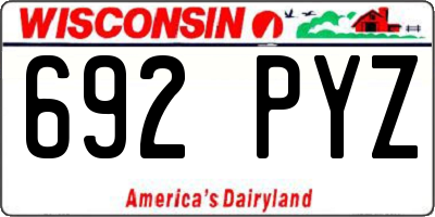 WI license plate 692PYZ