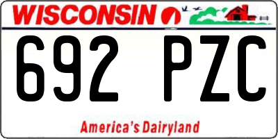 WI license plate 692PZC