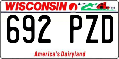 WI license plate 692PZD