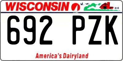 WI license plate 692PZK