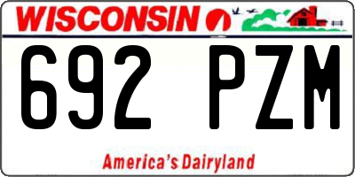 WI license plate 692PZM