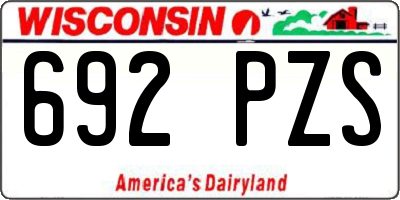 WI license plate 692PZS