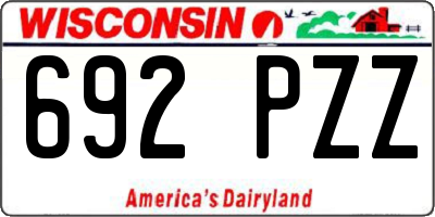 WI license plate 692PZZ