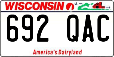 WI license plate 692QAC