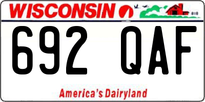 WI license plate 692QAF