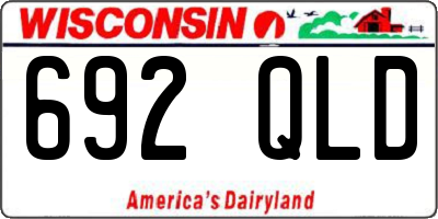 WI license plate 692QLD