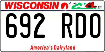 WI license plate 692RDO