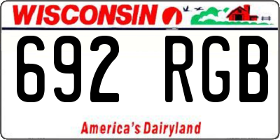 WI license plate 692RGB