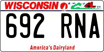 WI license plate 692RNA