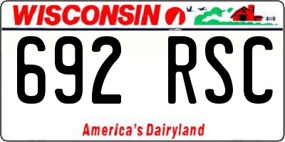 WI license plate 692RSC