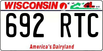 WI license plate 692RTC