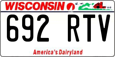 WI license plate 692RTV