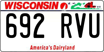 WI license plate 692RVU