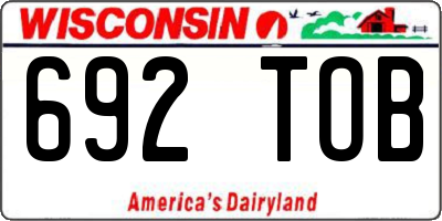 WI license plate 692TOB