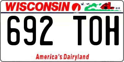 WI license plate 692TOH