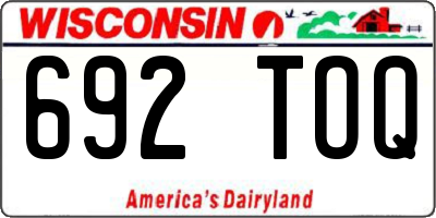 WI license plate 692TOQ