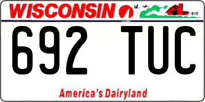 WI license plate 692TUC