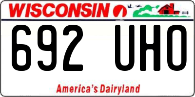 WI license plate 692UHO