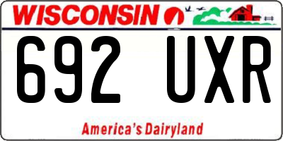 WI license plate 692UXR