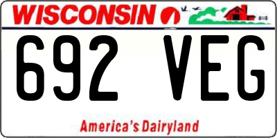 WI license plate 692VEG