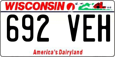 WI license plate 692VEH