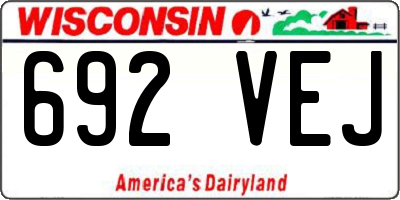 WI license plate 692VEJ