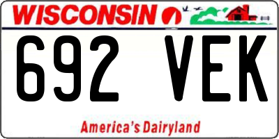 WI license plate 692VEK