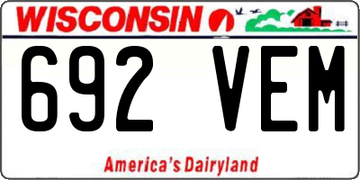 WI license plate 692VEM