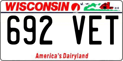 WI license plate 692VET
