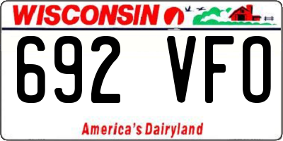 WI license plate 692VFO
