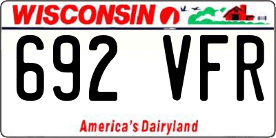 WI license plate 692VFR