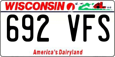 WI license plate 692VFS