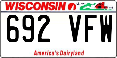 WI license plate 692VFW