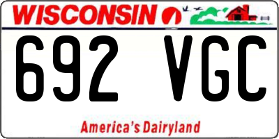 WI license plate 692VGC