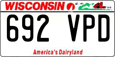 WI license plate 692VPD