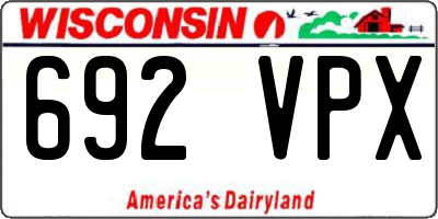 WI license plate 692VPX