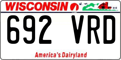 WI license plate 692VRD