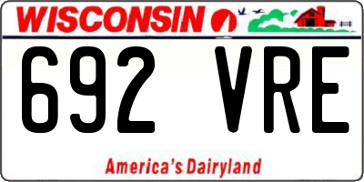 WI license plate 692VRE