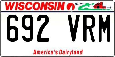 WI license plate 692VRM