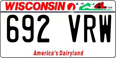 WI license plate 692VRW