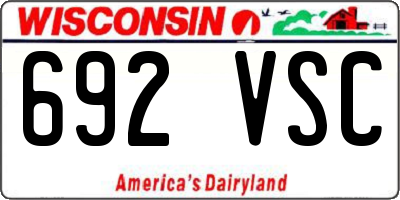 WI license plate 692VSC