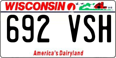 WI license plate 692VSH