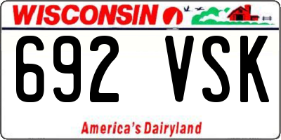 WI license plate 692VSK