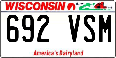 WI license plate 692VSM