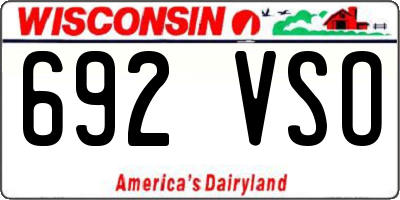 WI license plate 692VSO