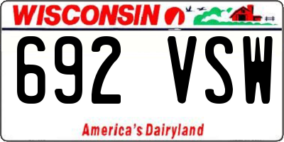 WI license plate 692VSW