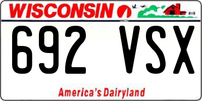 WI license plate 692VSX