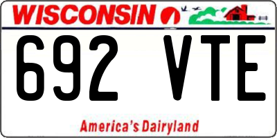 WI license plate 692VTE