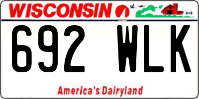 WI license plate 692WLK