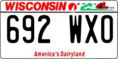 WI license plate 692WXO